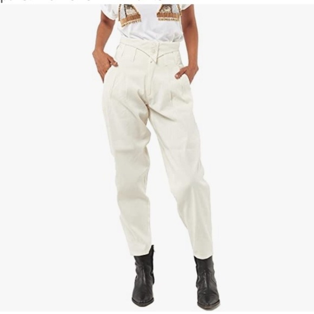 SETA High Waisted Pleated Crossover Waist Tapered Pants Size L
